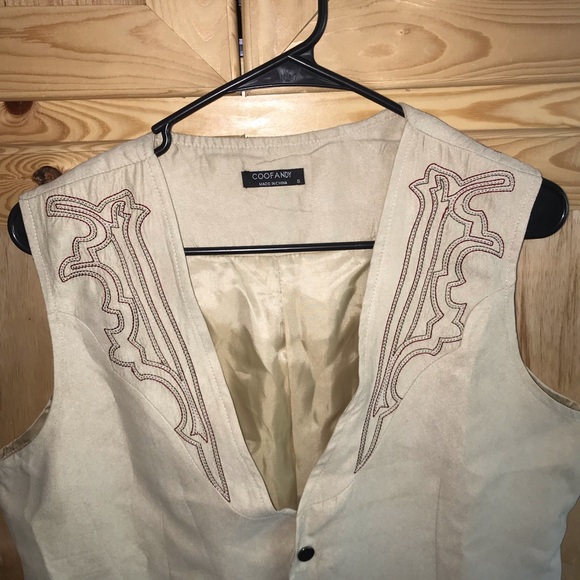 Coof Andy faux suede western rodeo vest size S - Picture 2 of 4